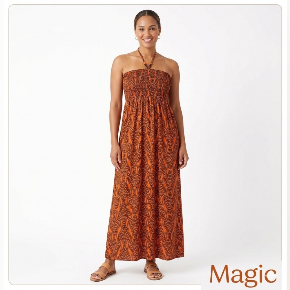 MAGIC DREES SIZE L  Patterned Skirt in Orange and Black